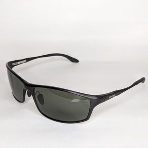 Bircen 2599 Polarized Mens Wrap Sunglasses: UV Protection Metal Black Lens.